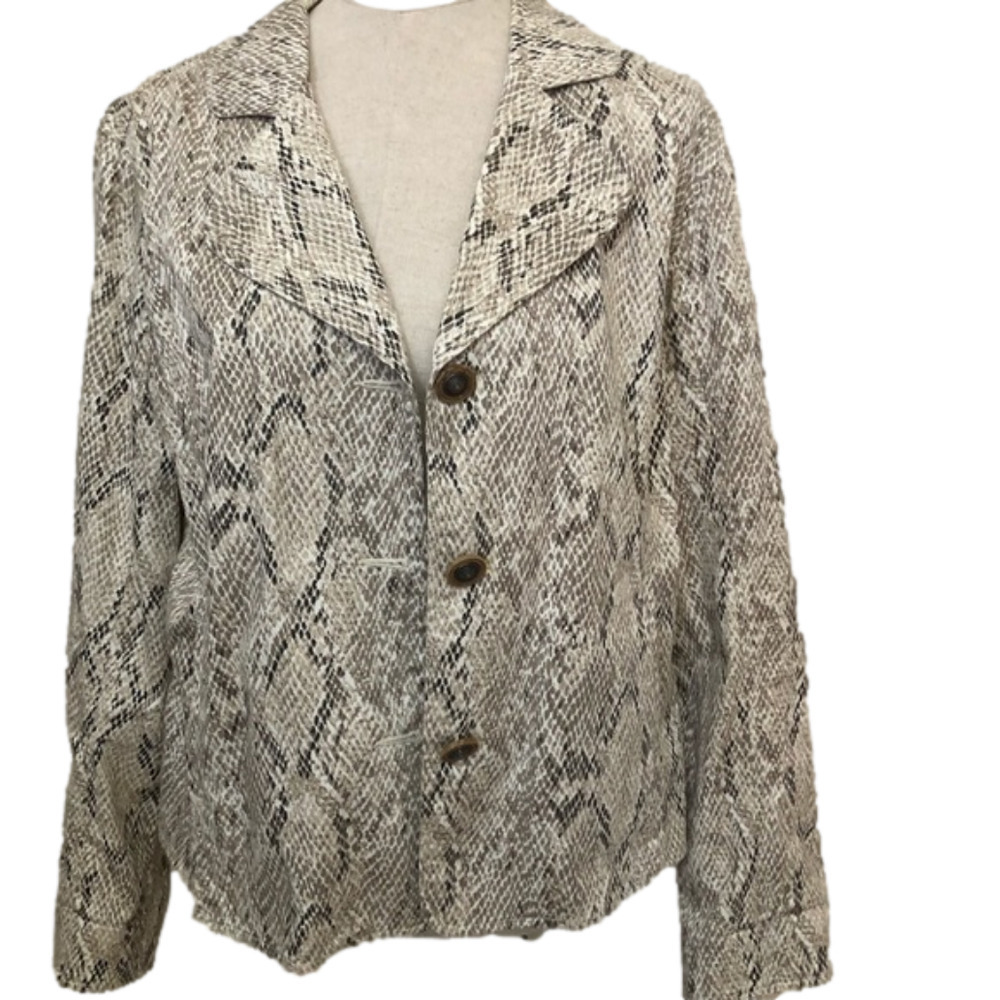 Live A Little LAL Button Front Snakeskin Jacket